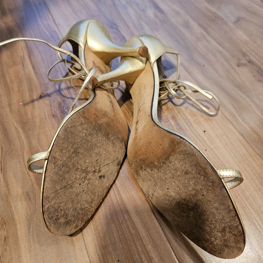 Banana Republic Metallic Gold Lace-Up Heels - Picture 2 of 2